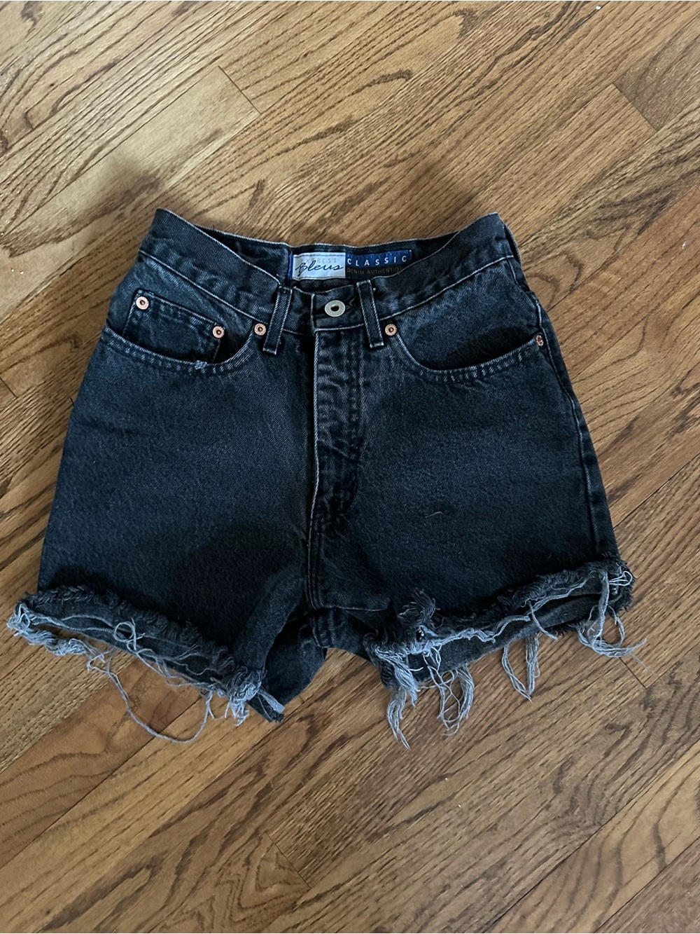 Vintage Express Bleaus Black Denim Cutoff Shorts